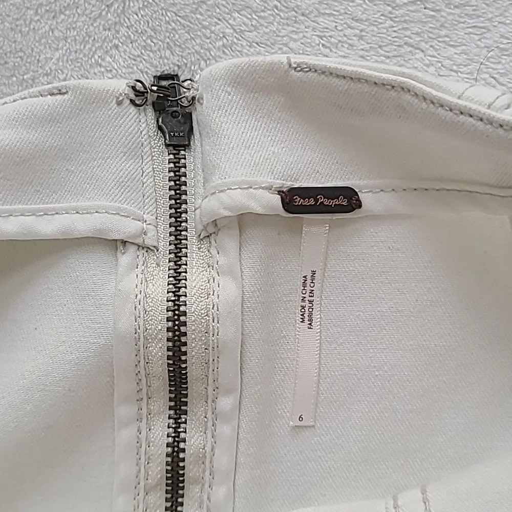 Free People Modern Femme Denim Mini Skirt White 6 Stretchy Romantic Feminine